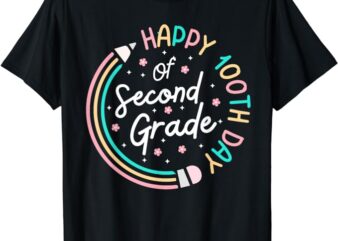 Retro Happy 100th Day 2nd Grade 100 Days Of School Teacher T-Shirt