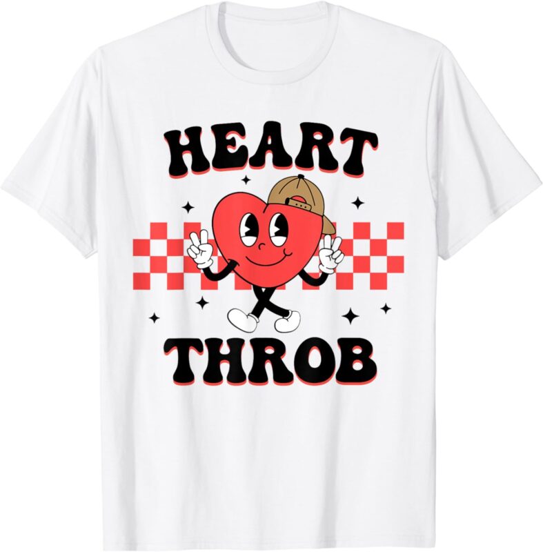 Retro Heart Throb Checkered Toddler Boy Funny Valentines Day T-Shirt