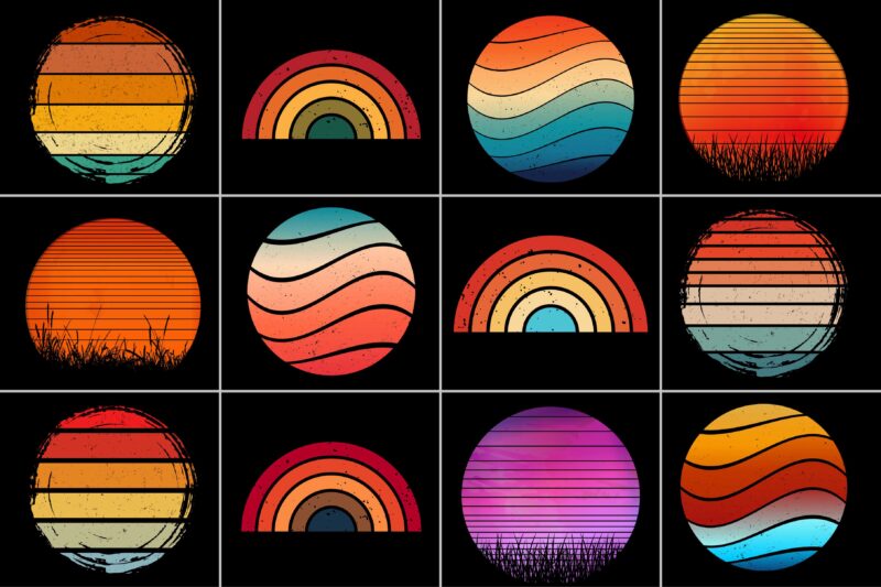 Retro Vintage Sunset T-Shirt Background