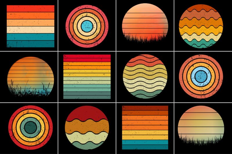 Retro Vintage Sunset for T-Shirt Design