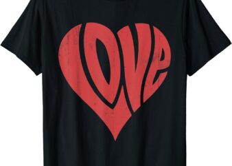Retro Vintage Valentines Day Love Heart For Mens Womens Kids T-Shirt