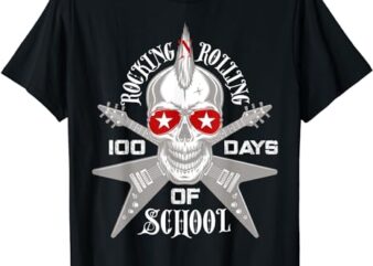 Rocking N Rolling 100 Days Of School Teacher Kids Rock Music T-Shirt
