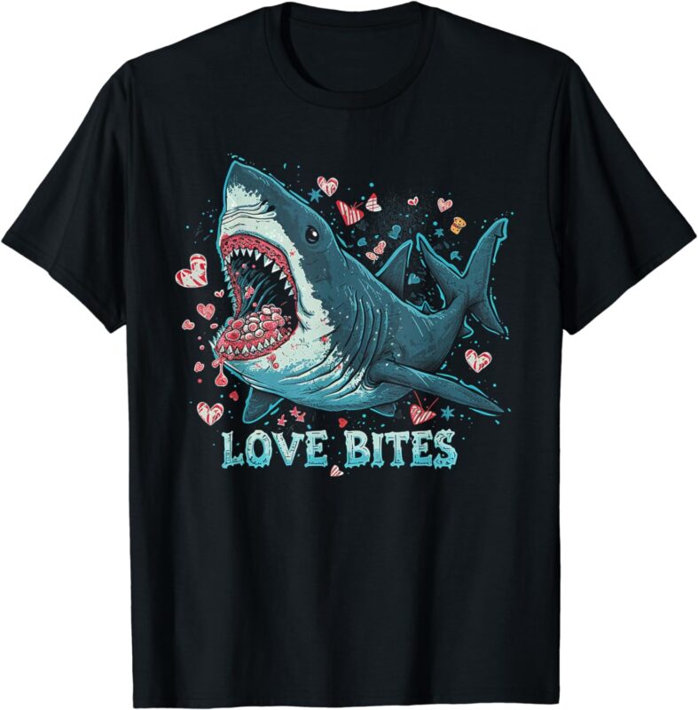 Shark – Valentine’s Day Funny Love Heart Balloon Boys Girls T-Shirt