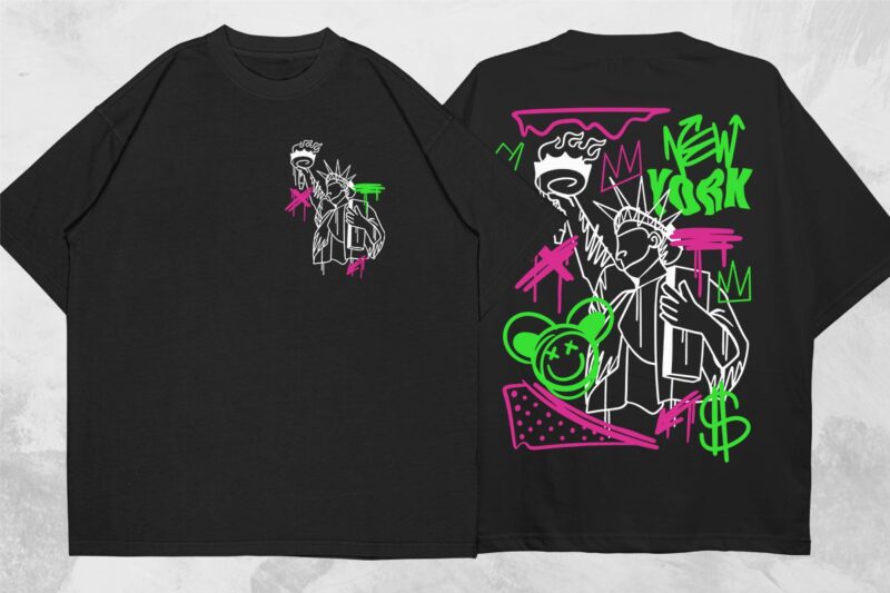 Graffiti T shirt Designs Vector Bundle, Brutalism Graphic T-shirt set, Trendy Urban Streetwear Design for Sale, Stylish Graphic tshirt