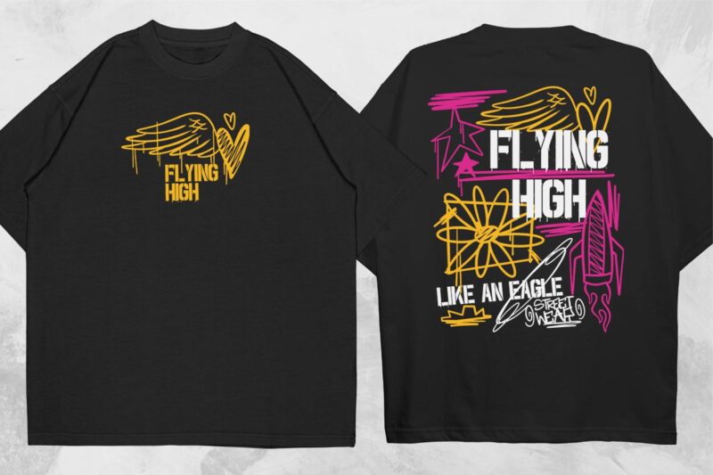Graffiti T shirt Designs Vector Bundle, Brutalism Graphic T-shirt set, Trendy Urban Streetwear Design for Sale, Stylish Graphic tshirt