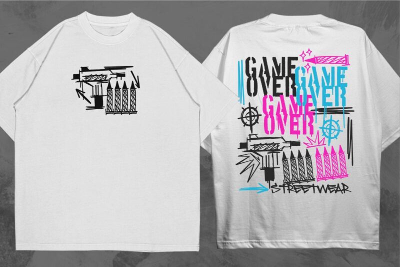 Graffiti T shirt Designs Vector Bundle, Brutalism Graphic T-shirt set, Trendy Urban Streetwear Design for Sale, Stylish Graphic tshirt