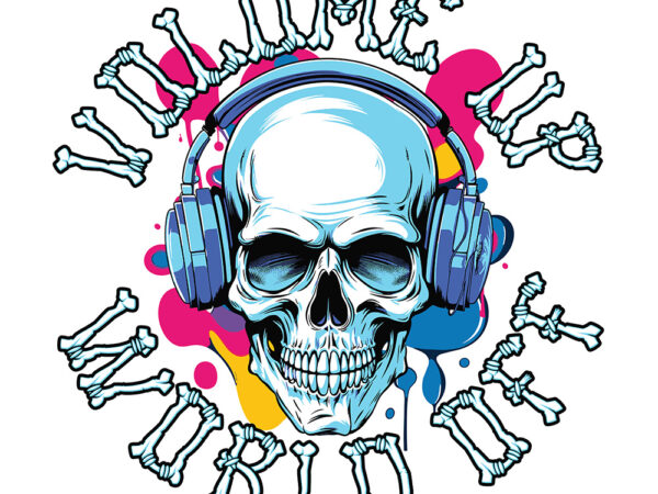 Music skull t shirt designs for sale