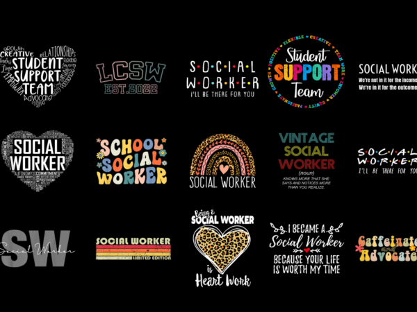 15 social worker shirt designs bundle, social worker t-shirt, social worker png file, social worker digital file, social worker gift 2
