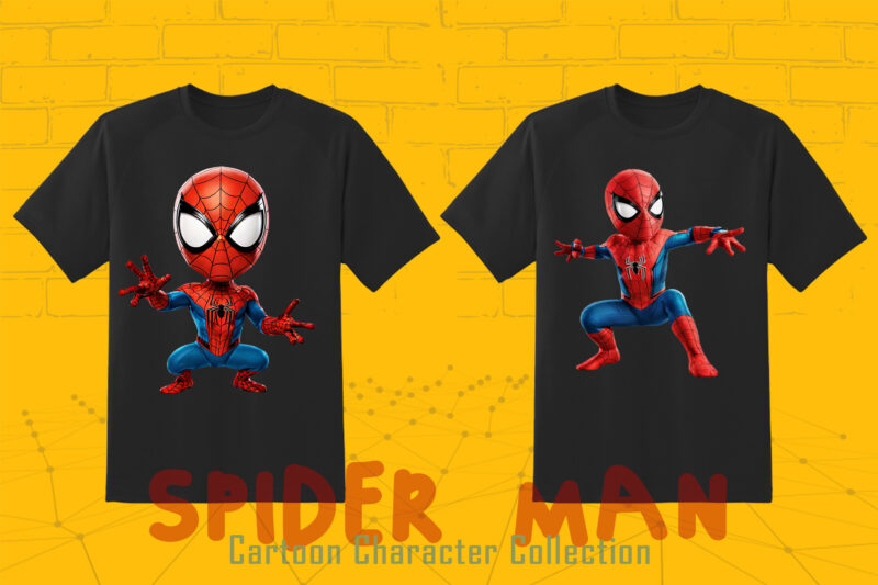 Spider Man Cartoon Baby Character tshirt Illustration Bundle Clipart