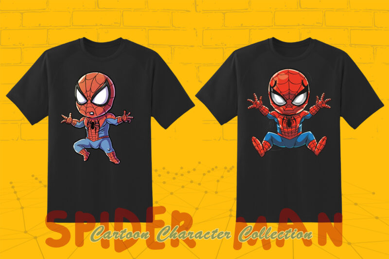 Spider Man Cartoon Baby Character tshirt Illustration Bundle Clipart