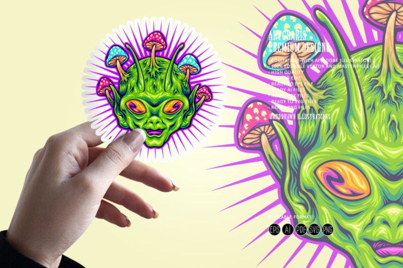 Psychedelic extraterrestrial mushroom head explorations
