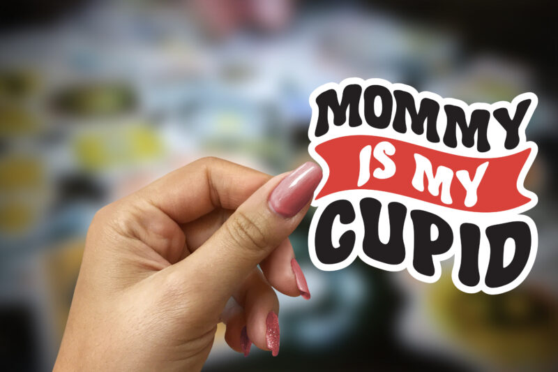 Mommy IS My Cupid Sticker SVG ,Valentine’s Day Sticker Design, PRINTABLE Stickers, png file, Retro Valentine’s Stickers, Holiday stickers, V