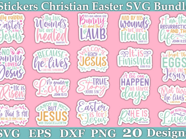 Stickers christian easter svg bundle t shirt template vector