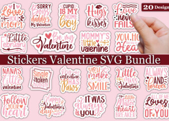 Stickers Valentine SVG Bundle t shirt template vector