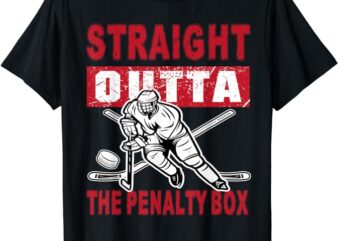 Straight Outta The Penalty Box Funny Hockey Design For Men T-Shirt