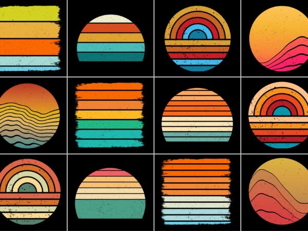 Sunset retro background for t-shirt design