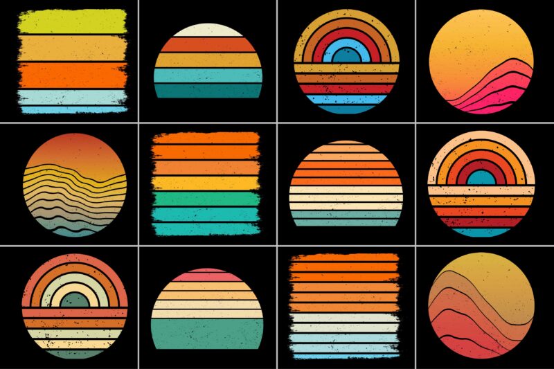 Sunset Retro Background for T-Shirt Design