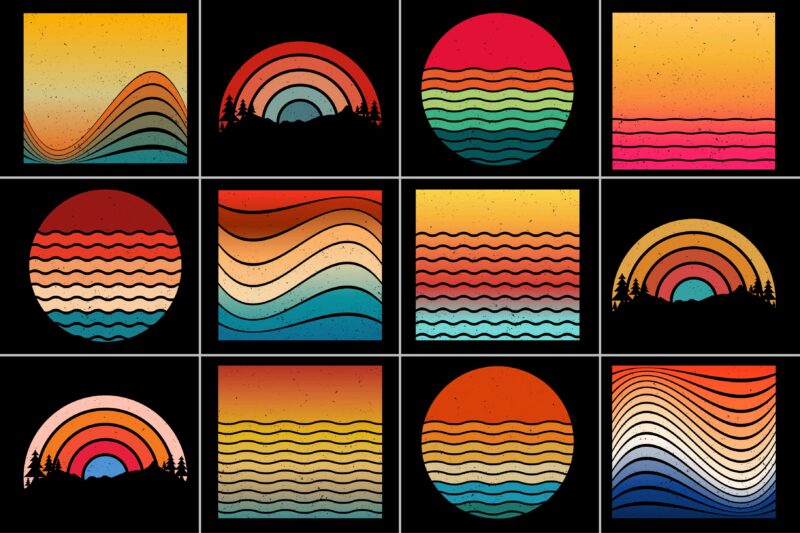 Sunset Retro Vintage Grunge Background