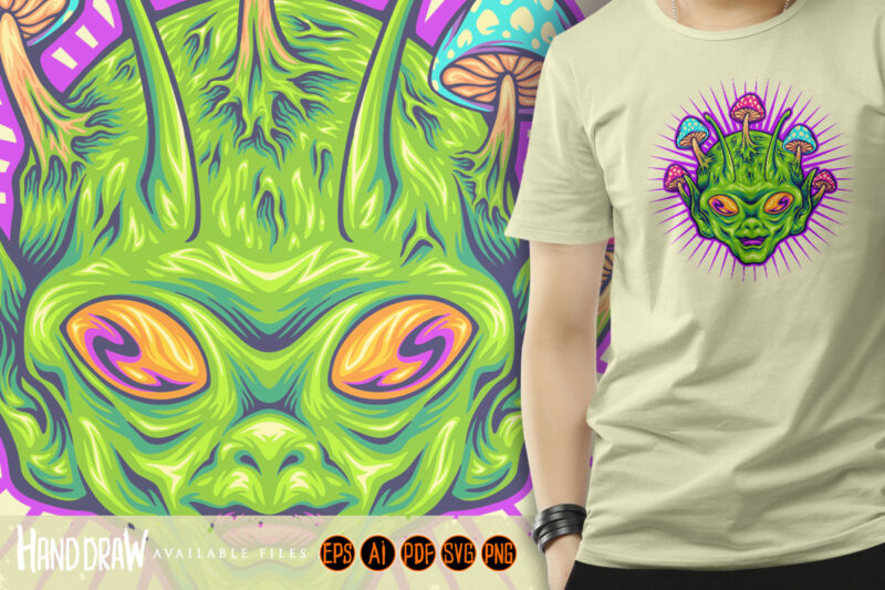 Psychedelic extraterrestrial mushroom head explorations