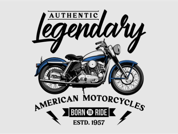Authentic legendary american motorcycles t shirt vector