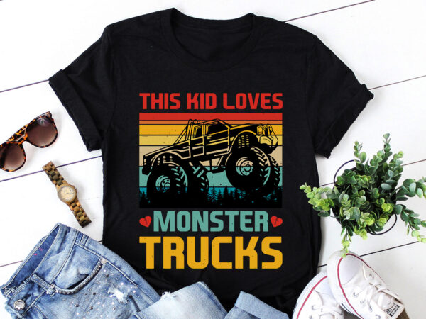 This kid loves monster trucks t-shirt design