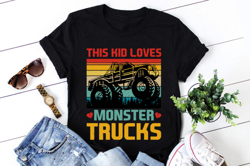 This Kid Loves Monster Trucks T-Shirt Design