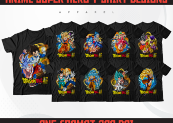 Anime T-Shirt Designs Bundle | Anime Streetwear | Streetwear Designs Bundle | Super Hero Designs | PNG 300 DPI High Resolution