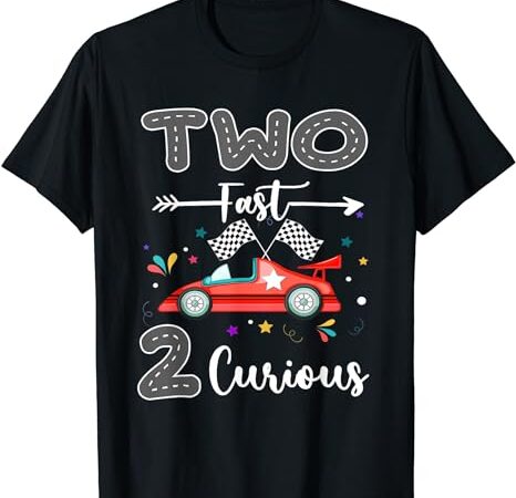 Two fast 2 curious racing 2nd birthday gifts boy girl t-shirt