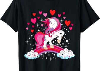 Unicorn Valentines day shirt toddler Girl Love Heart Rainbow T-Shirt