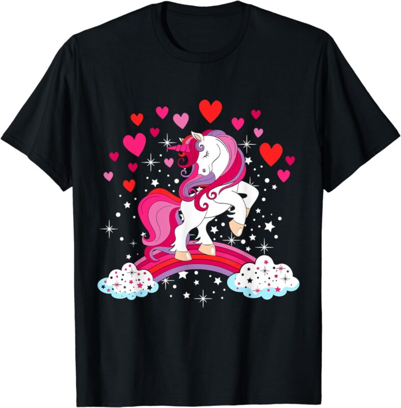 Unicorn Valentines day shirt toddler Girl Love Heart Rainbow T-Shirt