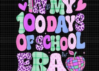 In My 100 Days of School Era Groovy Png, 100th Day Of School 2024 Png, School ERA Png t shirt design for sale