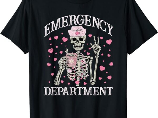 Valentine er nurse emergency department room skeleton nurse t-shirt