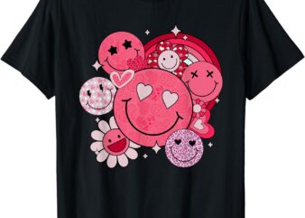 Valentine Retro Groovy Smile Face Trendy Valentines Day T-Shirt