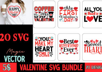 Valentine’s Day SVG Bundle,Valentine Bundle t shirt vector art