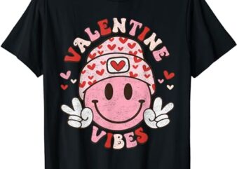 Valentine Vibes Smile on Face Trendy Valentines Day Groovy T-Shirt
