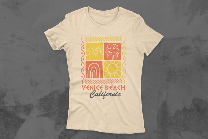 Retro Bach Graphic T-shirt Design, Vintage Beach Vector Design