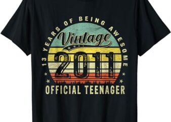 Vintage 2011 official teenager 13th birthday Gifts 13 Yr Old T-Shirt