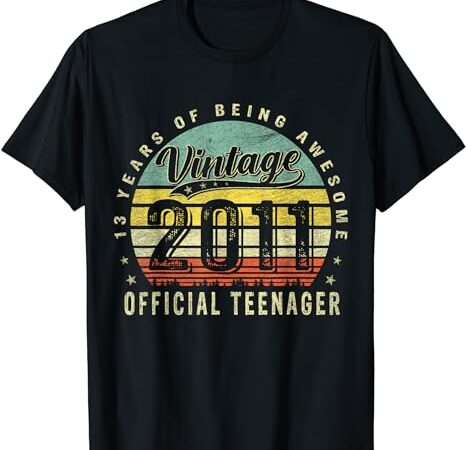 Vintage 2011 official teenager 13th birthday gifts 13 yr old t-shirt