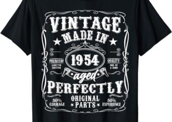 Vintage 70th Birthday Men 70 Years Old Funny Vintage 1954 T-Shirt