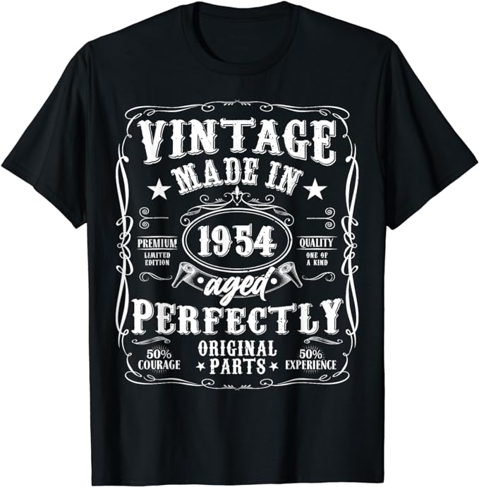 Vintage 70th Birthday Men 70 Years Old Funny Vintage 1954 T-Shirt - Buy ...