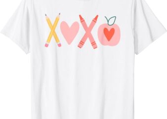 Women XOXO Teacher Valentine’s Day Pencil And Apple T-Shirt
