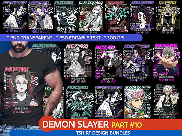 Demon slayer streetwear t shirt design bundle [part #10]