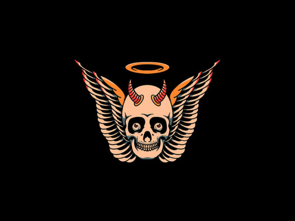 Angel devil skull t shirt vector