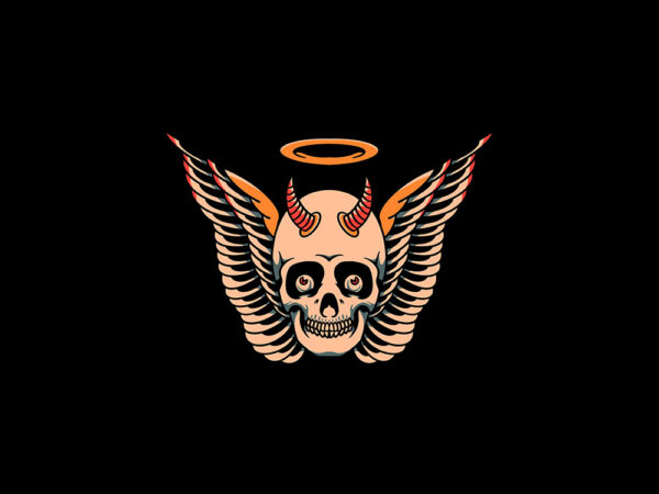 Angel devil skull t shirt vector