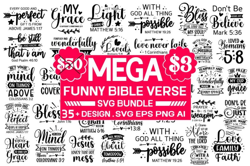 Bible Verse T-shirt Designs bundle ‘ 35 design