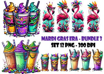 Flamingo Mardi Gras Milk Tea Cup Mardi Gras Era Coffee Cup Cosplay Bundle Design PNG Festival