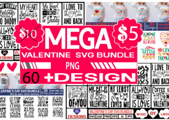 Valentine’s Day SVG Bundle mega t shirt vector art