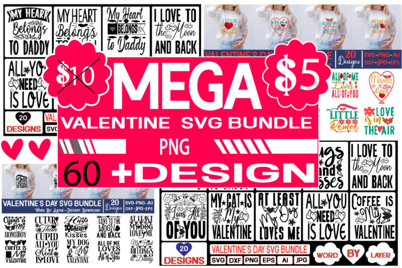 Valentine’s Day SVG Bundle mega