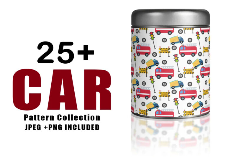 Toy Car Seamless Pattern Bundle Clipart