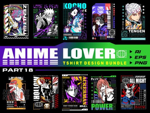 Anime lover part 18 streetwear t shirt vector